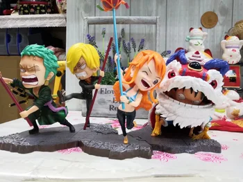 Anime One Piece Luffy Anul Nou Chinezesc Leu Custome Zoro Sanji Nami dragon Robin Usopp Elicopter dans leu Drăguț Figura Jucarii Model