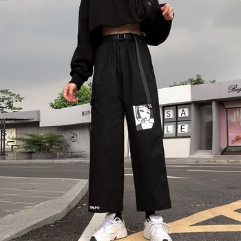 Anime-ul japonez de Imprimare Harajuku Pantaloni pentru Barbati Femei Hip Hop Ulzzang Stil coreean Pantaloni Streetwear Punk Pierde Largi Picior Kawaii