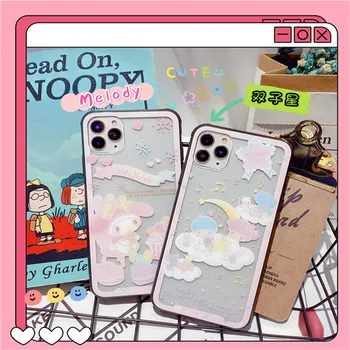 Anime-ul japonez Mea melodie sticlă Călită telefon caz pentru iphone 11 Pro Max 7 8 plus X XR XS MAX Micul twin stars capac transparent