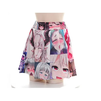 Anime-ul japonez Stil Amuzant Fuste Plisate Harajuku Imprimare 3D Cosplay Costum Fusta Scurta Amuzant Bumbac Rochie Mini
