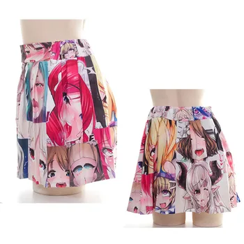 Anime-ul japonez Stil Amuzant Fuste Plisate Harajuku Imprimare 3D Cosplay Costum Fusta Scurta Amuzant Bumbac Rochie Mini