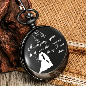 Aniversare de nunta, Ziua Îndrăgostiților, Cuplurile Cadouri Memorabile Text Personalizat de Imprimare Cuarț Ceas de Buzunar TE IUBESC Dropshipping