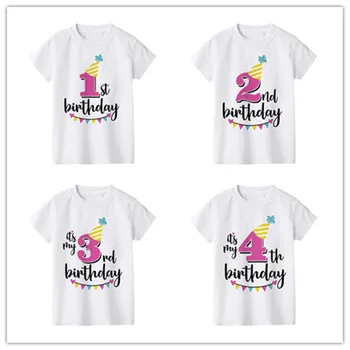 Aniversare pentru copii Tricou Amuzant Ziua de nastere Numărul 1-8 Imprimare Copil Baby Boy Fata de T-shirt de Moda de Vara pentru Copii Tricou Haine
