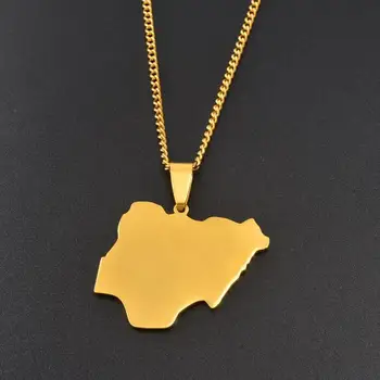 Anniyo de Culoare de Aur Nigeria Harta Pandantiv Coliere pentru Femei Barbati Țară Hărți Africa Nigerieni Hărți Bijuterii din Oțel Inoxidabil #064021