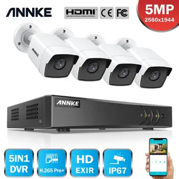 ANNKE 4CH 5MP Lite Sistem de Supraveghere Video HD 5IN1 5MP Lite H. 265+ DVR Cu 4 x 5MP Intemperii în aer liber, Camere de Securitate CCTV