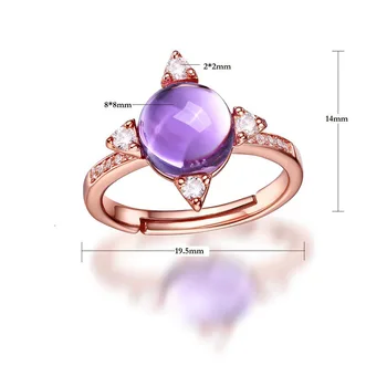 Anomokay Vara Noi Patru-unghi Gheare Stabilirea Cristal Violet Rose Gold Inel pentru Femei Iubitor de Argint 925 de sex Feminin Ring Bijuterii