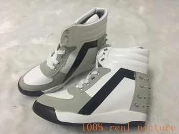 ANOVISHANA Moda Femei Adidași Nituri albe Ascunse Pană Călcâi doamnelor pantofi de Înaltă platformă de Top adidași de tenis zapatillas mujer