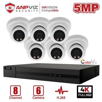Anpviz 8CH 4K NVR 5MP ColorVu IP Camera POE IP de Securitate Kit Sistem de Camera IP de Interior/Exterior Full-Color Viziune de Noapte