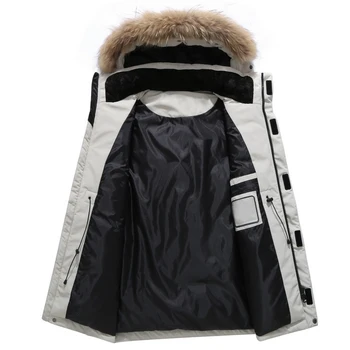 ANSZKTN nou design fashion mens bumbac Jacheta de Iarna Barbati de Moda Cald Gros Parka cu Blană Albă îngroșa Haine Casual Om