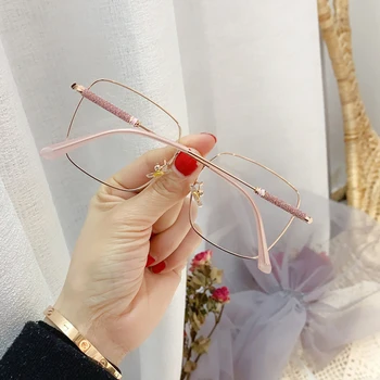 Anti-albastru de cristal strălucitor picior femei ochelari 2020 noua moda piața de aliaj aur roz de sex feminin de ochelari de vedere ochelari de calculator