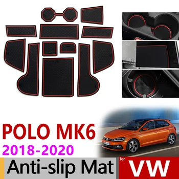 Anti-Alunecare Mat pentru Telefon Poarta Slot Rogojini Cupa Tampoane de Cauciuc, Covor pentru VW POLO MK6 2018 2019 2020 Volkswagen Accesorii Auto Autocolante