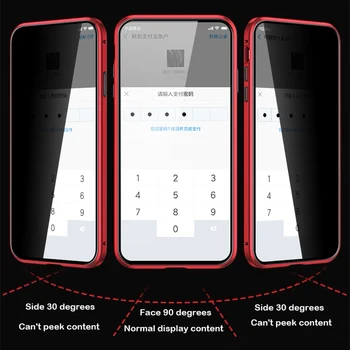 Anti Orbire Caz Magnetic Pentru Xiaomi Mi CC9 Pro Nota 10 lite 9T Coque de Confidențialitate Dublu de Sticlă Metal Bara Redmi Nota 8 9S K20 Caz