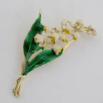Antic Email frunza verde lacramioare proaspete orhidee de Perla Brosa accesorii pentru femei en-gros