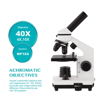 AOMEKIE 64X-640X Profesionale Microscop Biologic în Sus/Jos LED Microscop Monocular pentru Elevii de Educație pentru Copii cu Tobogane