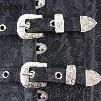Aonve Negru Gotic Top Corset Overbust V-gât din Oțel Oase Korset Femei Punk Clubwear Steampunk Haine Vintage Korse S-2XL