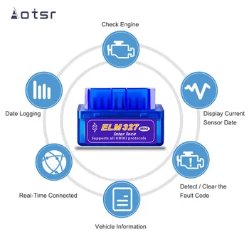 Aotsr V2.1 Versiune OBD2 Scanner Mini Interfata Elm 327 Bluetooth Instrument de Diagnosticare Auto V 2.1 OBD 2 Pentru Android Radio Auto Coche