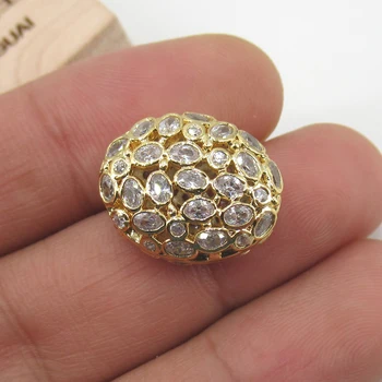 APDGG 16x20mm Gol Oval placat cu Aur cu Cubic Zirconia CZ Micro Pavate Liber Margele de Metal Pentru a Face Bijuterii DIY