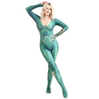 Aquaman Mera Regina Cosplay Costum De Super-Erou Costum Pentru Femei Zentai Body, Salopete Costum De Halloween Pentru Femei Rochie De Până