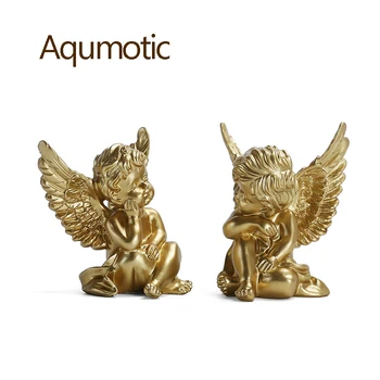 Aqumotic Înger Mic Ornament Cupidon Pereche Alb Aripă de Înger Set de Decorare-l Iubesc pe dumnezeu Elf
