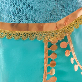 Arabian Princess Aladdin Dress up Costum Fete Paiete Jasmine Cosplay pentru Copii de Halloween