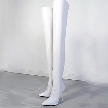 Arden Furtado 2019 moda toamna peste genunchi cizme femei sexy tocuri de 12cm violet alb cizme roșii de mari dimensiuni 45 46 47 48