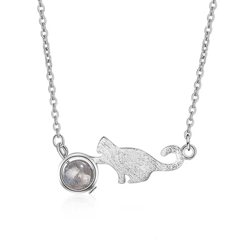 Argint 925 Capsuni Cristal Animale De Companie Pisica Lanțuri Pandantiv Colier Pentru Femei Brand De Lux Bijuterii Dropshipping Cadou