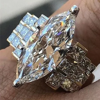 Argint 925 creative marchiza de zircon cubic inel de logodna pentru femei petrecere de nunta, cadou de degetul mare brand de bijuterii r4585