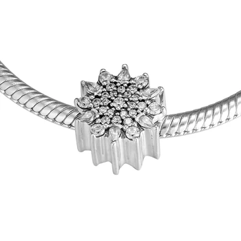 Argint 925 Cristal de Gheață Clar CZ Farmecul Margele se Potrivește Femei Originale Bratari DIY Bijuterii bijoux femme