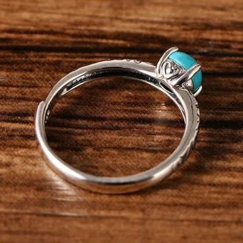 Argint 925 elegant de patru-dinte sintetice turcoaz deschis inel pentru femei