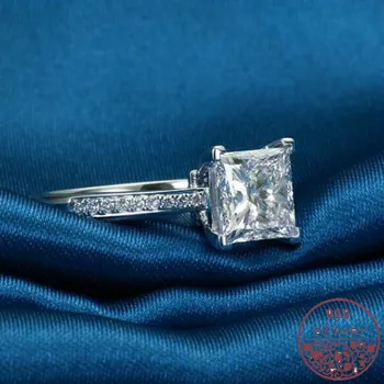 Argint 925 Metri Printesa Inel de Patru-Dinte de sex Feminin Simulare Căsătorie Simplu Moda inele cu diamante pentru femei