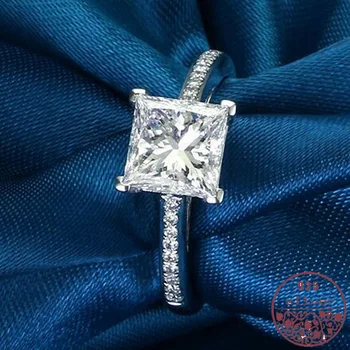 Argint 925 Metri Printesa Inel de Patru-Dinte de sex Feminin Simulare Căsătorie Simplu Moda inele cu diamante pentru femei