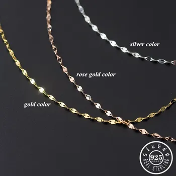 Argint 925 Minimalist Crescut de Culoare de Aur Placate cu Lanț Collares Coliere Coliere Kpop Bijuterii Fine pentru Femei