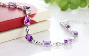 Argint 925 moda cristal violet doamnelor'bracelets bijuterii femei brățară lanț nu se estompeze picătură de transport maritim cadou