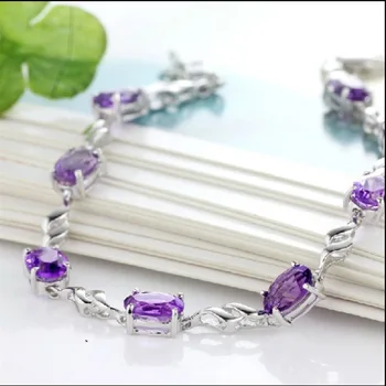 Argint 925 moda cristal violet doamnelor'bracelets bijuterii femei brățară lanț nu se estompeze picătură de transport maritim cadou