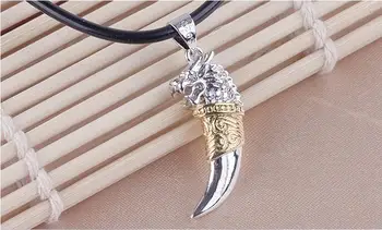 Argint 925 moda lupul animal bărbați pandantiv coliere bijuterii om scurt lanț de frânghie picătură de transport maritim cadou de ziua de nastere