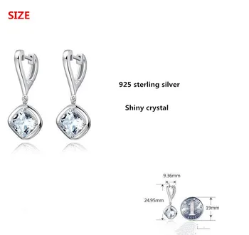 Argint 925 moda strălucitoare de cristal doamnelor stud cercei bijuterii femei cadou de ziua Anti-alergie