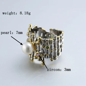 Argint 925 placat cu perle inele de aur reglabil naturale Baroc de apă dulce pearl val inele pentru femei 925 de bijuterii cadou