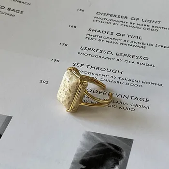 Argint 925 Textură de Marmură Piatră Vintage Inel de Aur Minimalist Inel de Nunta Chic18k Bijuterii din aur pentru Femei inel