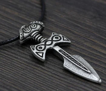 Argint antic Viking Sabie Colier Pandantiv Amuleta Talos Handmade Pandantiv