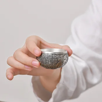 Argint ceașcă de ceai din argint 999 schiță ceașcă de ceai Baifu castron de ceai master cupa de argint singură ceașcă a construit ceasca vin alb