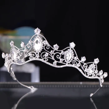 Argint Culoare Cristal Stras Tiara Coroana De Mireasă Bijuterii De Păr Hairband De Mireasa Frizură Benzi Cu Strasuri