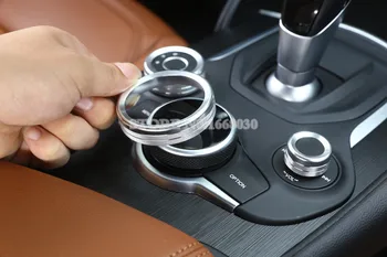 Argint Interior Consola Multimedia Buton Capitonaj Capac 3pcs Pentru Alfa Romeo Stelvio 2017-2020 Auto accesorii Auto de interior decor