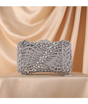 Argintiu Auriu Negru Cristal de Diamant ștrasuri din Mărgele Pungă de ambreiaj Femei Petrecerea de Nunta Geanta de Seara Ambreiaj genti Bolsos lanț geantă de umăr
