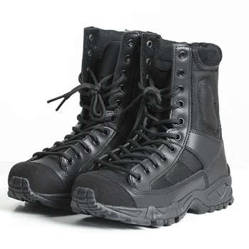 Armata Militară Ghete Bărbați Din Piele Neagră Deșert Luptă Pantofi De Lucru De Iarnă Mens Glezna Tactice De Boot Om Plus Dimensiune