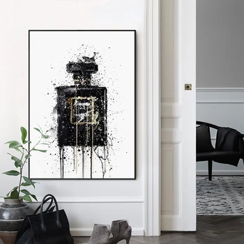 Arta abstractă Negru Sticla de Parfum Panza Pictura Perete Poster și Imprimă Imaginile pentru Camera de zi Decor Acasă Cuadros