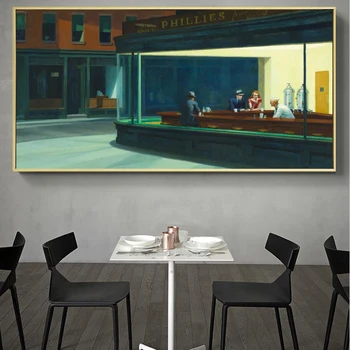 Arta de perete Pictura pe Perete Panza de Artă și Postere de Imprimare Arta de Perete Nighthawks de Edward Hopper Imagine pentru Camera de zi Decor Acasă