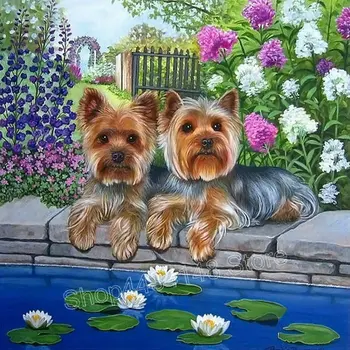 ArtBack 5D DIY diamant broderie de flori acasă diamant pictura doi câini cruciulițe stras mozaic decor