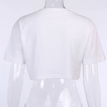 ArtSu desene animate print T camasa femei cu maneci scurte crop top alb vrac casual streetwear tricou de vara din bumbac tee topuri ASTS52118