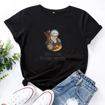 ARUNCA O MONEDĂ LA WITCHER Imprimate T-Shirt Femei de Moda de Bumbac Femei Tricouri Casual Tricou Femme Gotic T Cămașă Femei