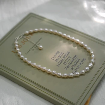 ASHIQI 7-8mm Natural Baroc Coliere de Perle pentru Femei cu Argint 925 incuietoare bijuterii fine cadou
